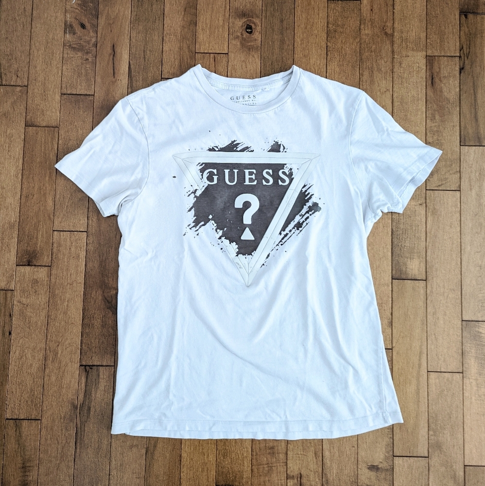 GUESS Logo Cotton Tee Shirt Grey